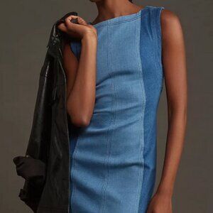 Anthropologie - Pilcro Sleeveless Two-Tone Denim Mini Dress